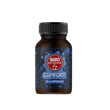 Front view of 920 Extracts Comfort Capsules bottle