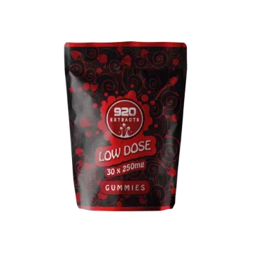 Front view of 920 extracts low dose gummies package