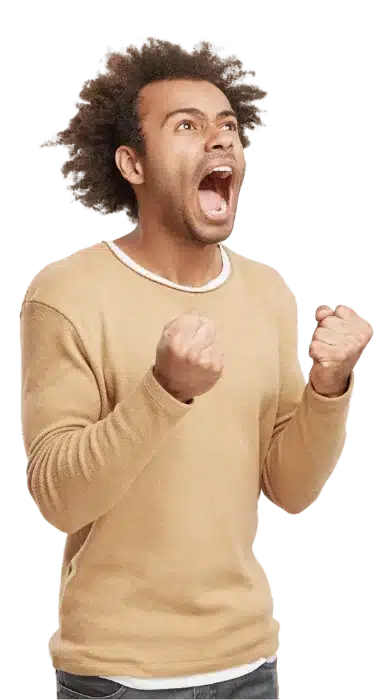 african male super excited about free shipping