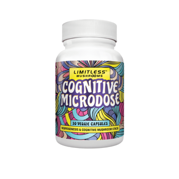 Front view of cognitive microdose bottle