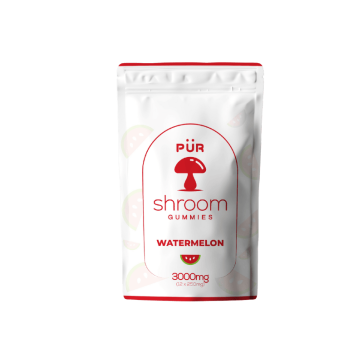 Front side of Pur Shroom Watermelon Gummy packaging