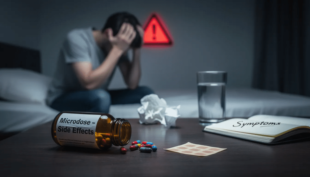 A man experiences side effects from psilocybin microdosing